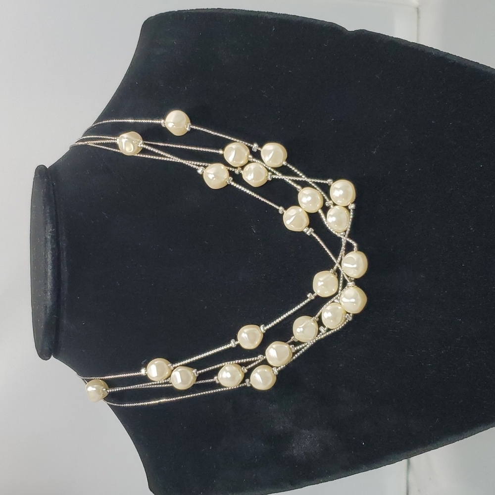Bonworth pearl silver chain necklace earring set - Picture 2 of 5